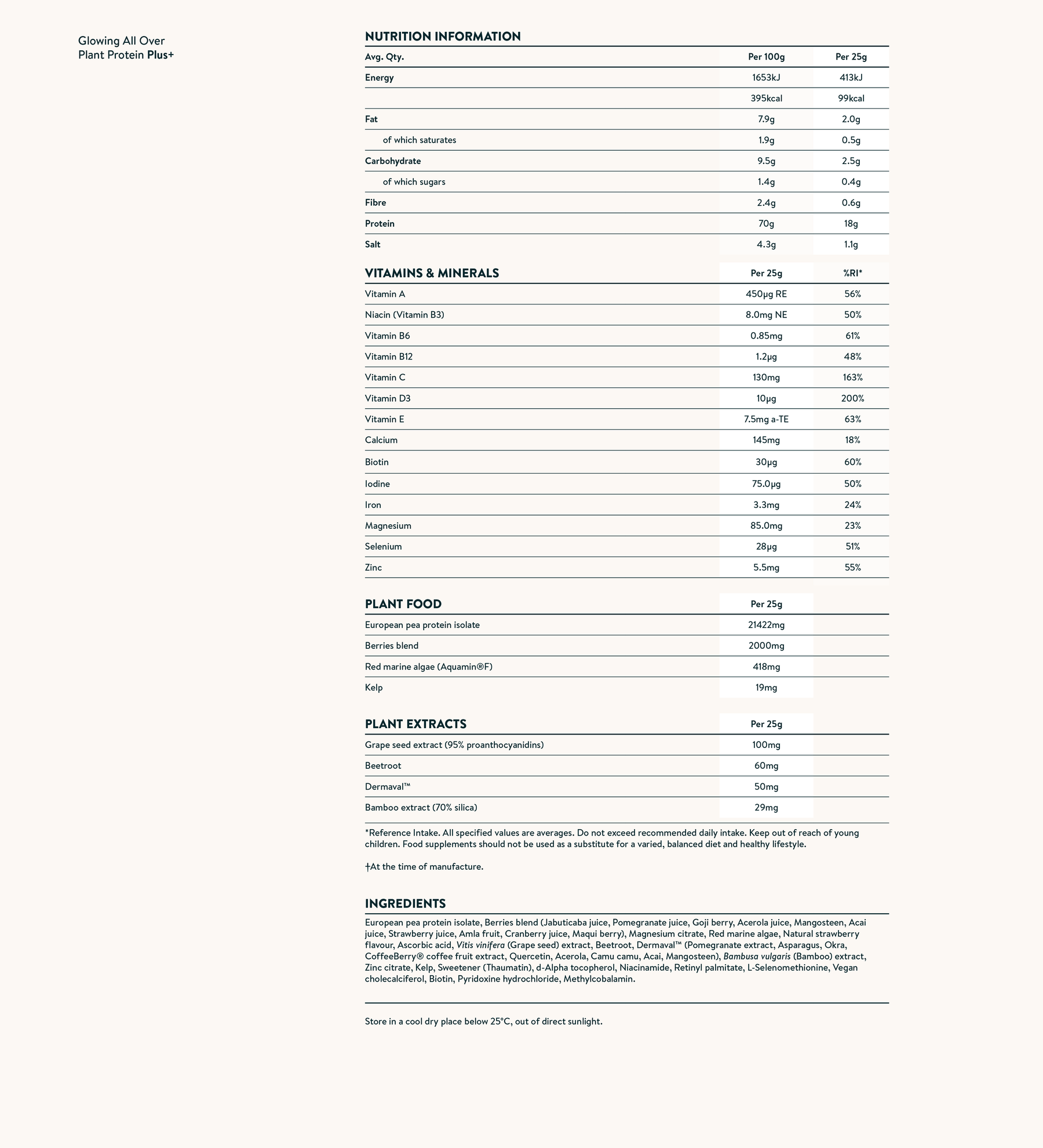 Nutrition facts image