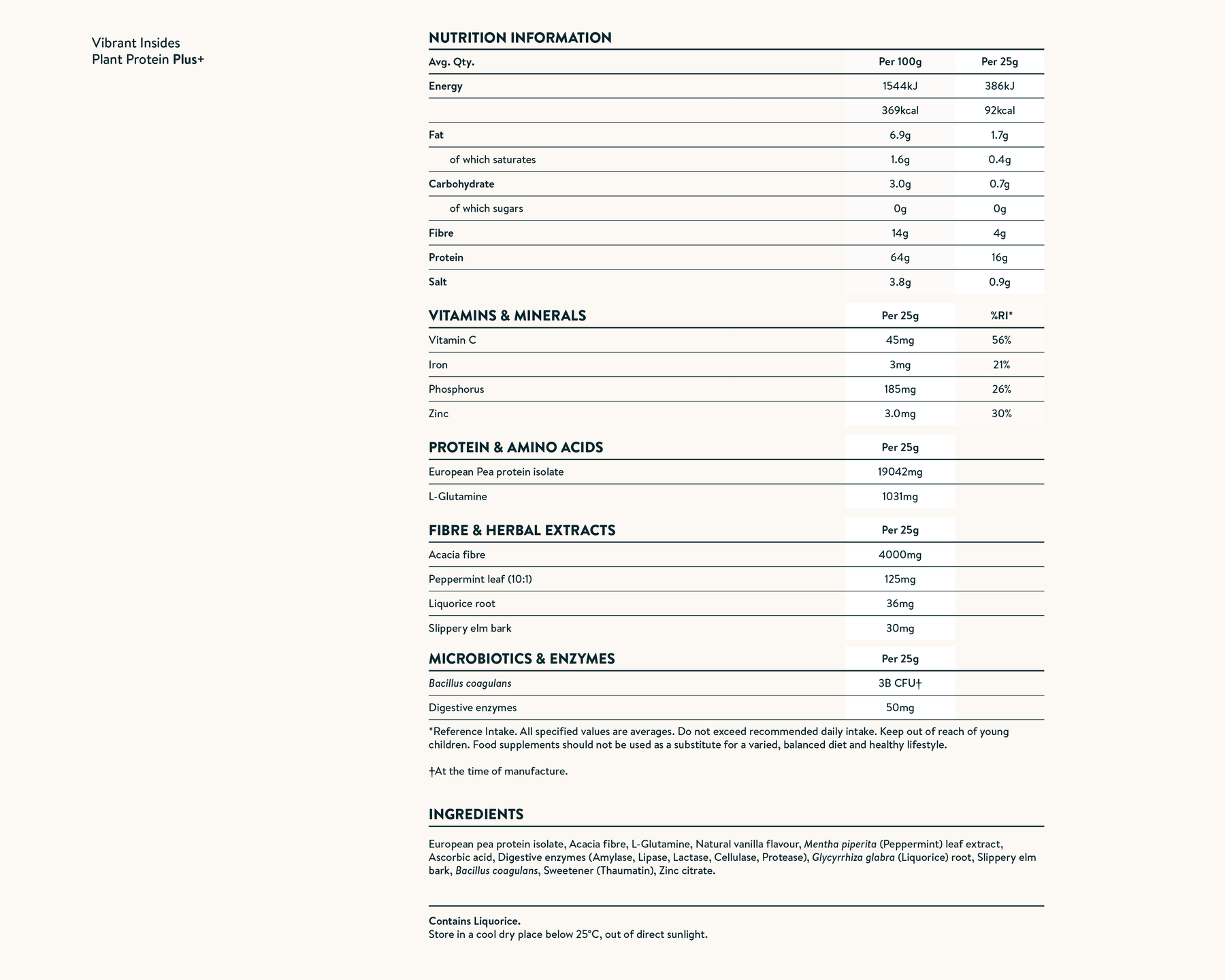 Nutrition facts image